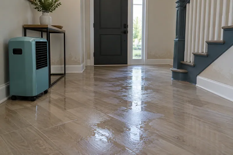 Water Extraction in Mansfield — damp stair hall after surface water pickup